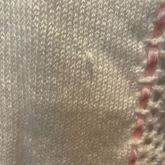 Nordstrom Made in Italy Handmade White and Pink Acrylic Baby Blanket 32x38 - Picture 16 of 16